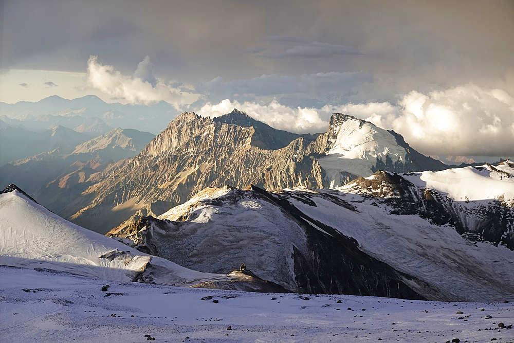 Landscape after a snow storm on Aconcagua, 6961 metres, the highest mountain in the Americas and one of the Seven Summits, Andes, Argentina, South America