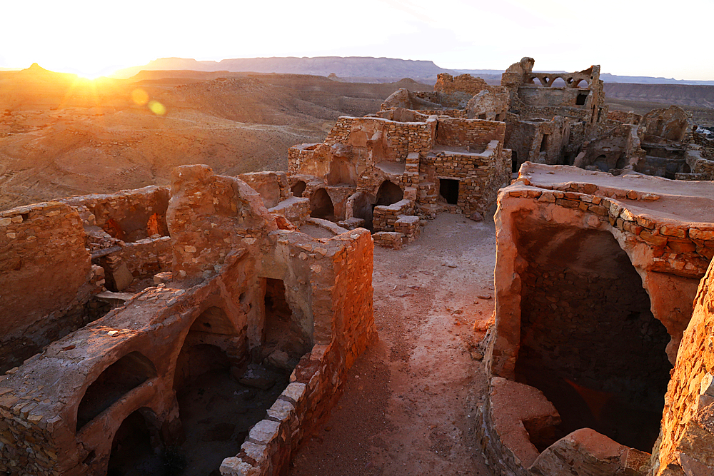 A remote Ksar (fortified granary), Tataouine region, southern Tunisian desert