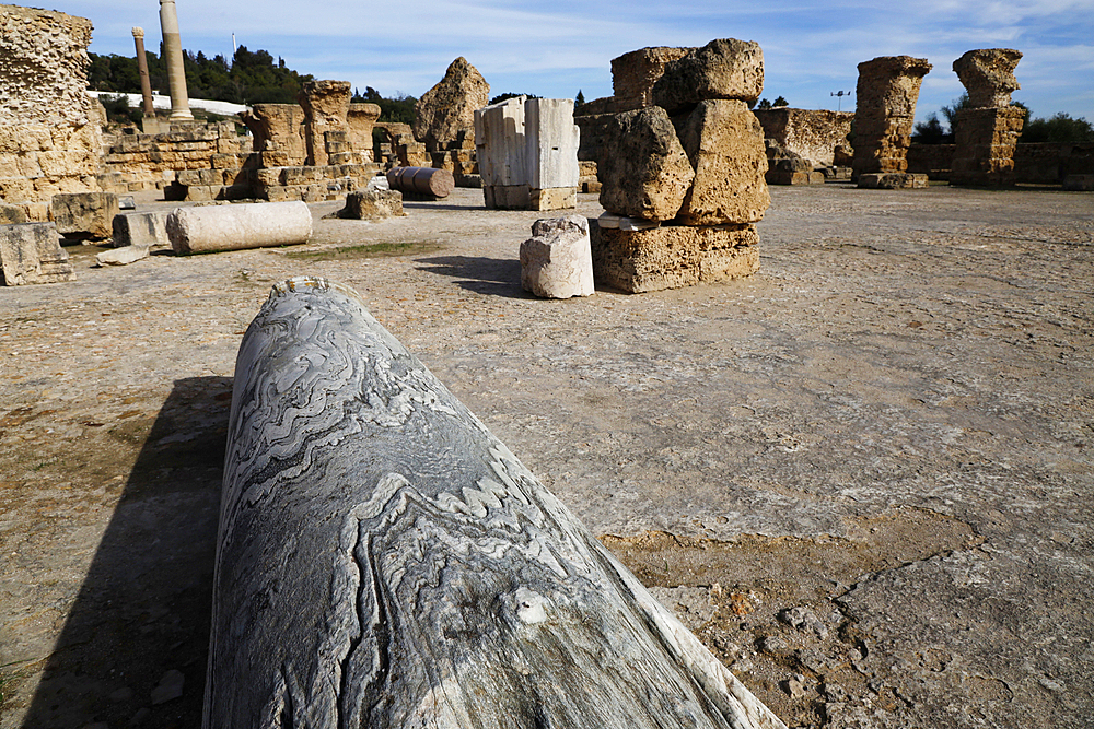 The ruins of the ancient city of Carthage, Tunisia. Founded by the Phoenicians in the ninth century BC, Carthage reached its height in the fourth century BC as the centre of the Carthaginian Empire.