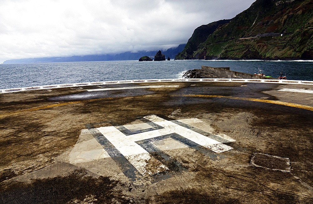 Helipad and spectacular scenery on the island of Madeira, Atlantic Ocean, Portugal