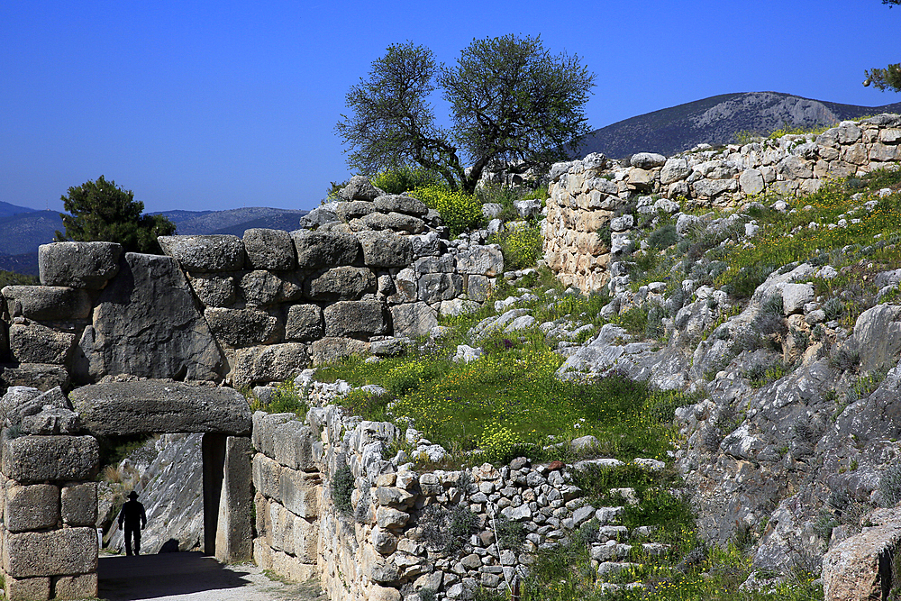 The ancient Greek city of Mycenae, an archaeological site near Mykines in Argolis, north-eastern Peloponnese, Greece