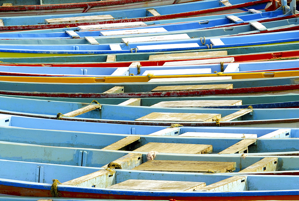 Fishing boats in harbour, coastal area of Vizhinjam, Trivandrum, Kerala, India