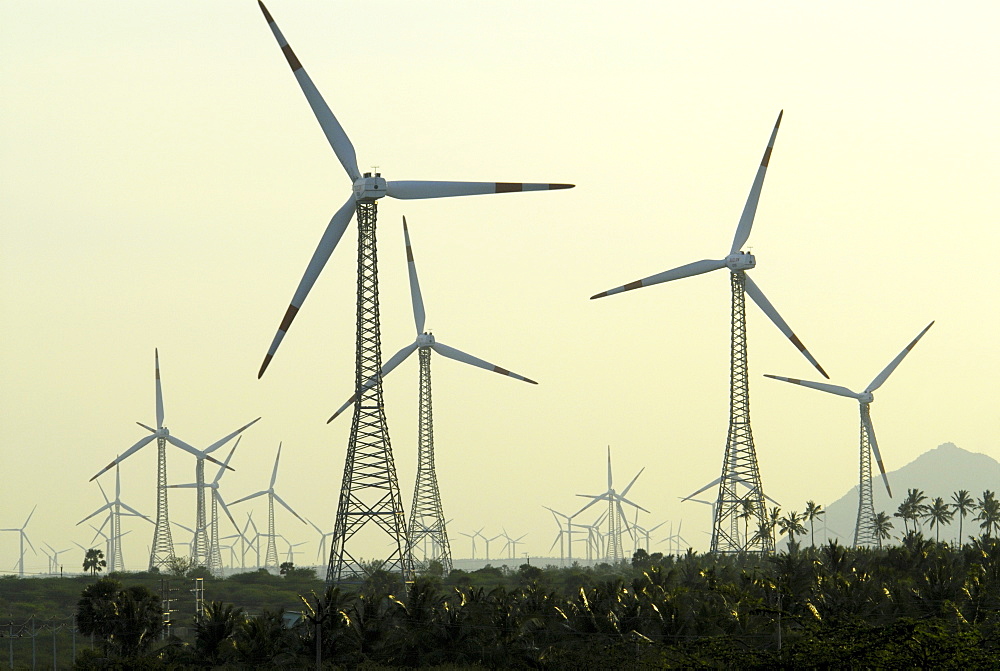 Windmills at Aralavaimozhi, Nagercoil, Tamil Nadu, India, Asia