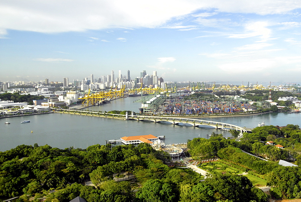 View of Singapore from Carlsberg Tower in Sentosa, Singapore, Southeast Asia, Asia