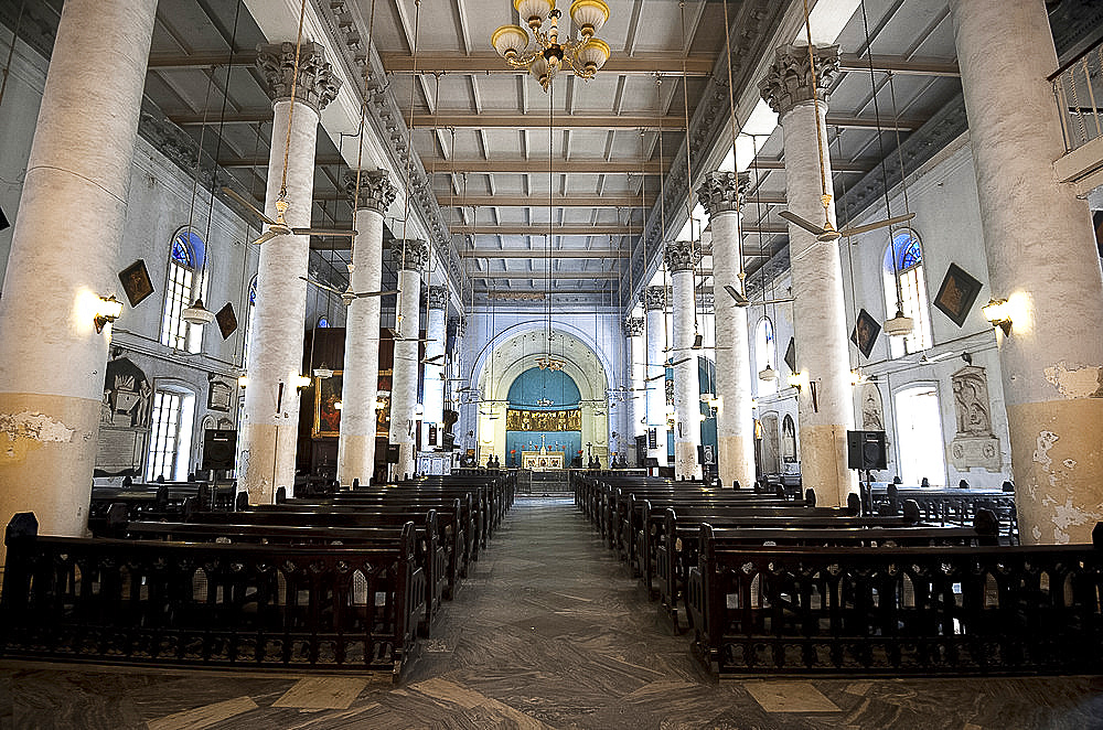 Interior of St. John's Church, built by the East India Company between 1784 and 1787, modelled after St. Martin in the Fields, London, Kolkata (Calcutta), West Bengal, India, Asia