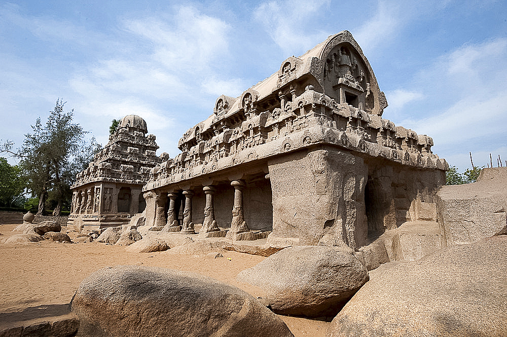 Part of the Pancha Rathas monument complex, dating from the 7th century, Mahaballipuram, UNESCO World Heritage Site, Tamil Nadu, India, Asia