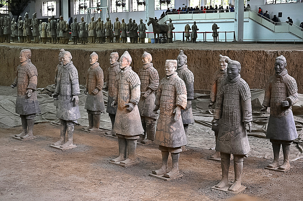 Terracotta Army, funerary sculptures buried in 210-209 BC, now separated for repair, Xian, Shaanxi, China, Asia