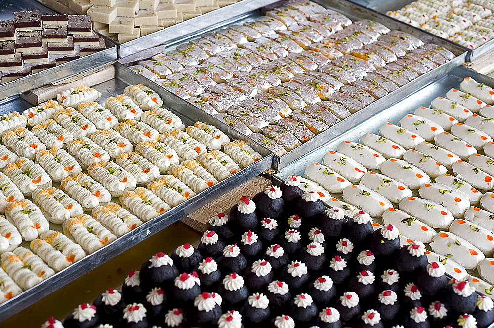 Diwali sweets for sale in Jaipur shop, Rajasthan, India, Asia