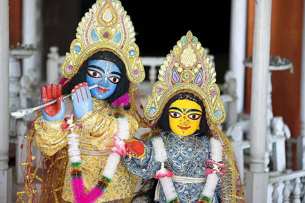 Deities Sri Krishna and Sri Radhika (Radha) in the Lalji temple, Kalna, West Bengal, India, Asia