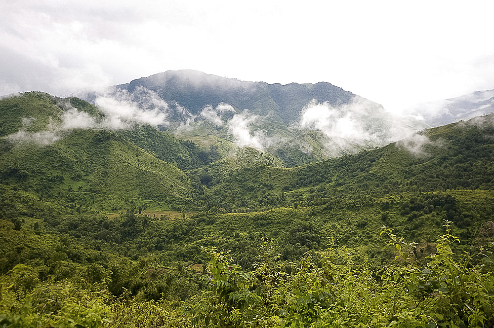 Clouds over green Naga Hills, rural Nagaland, India, Asia