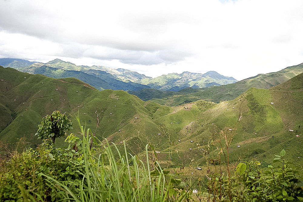 Naga Hills, part of the Arakan range of hills receding into the distance under a cloudy sky, Nagaland, India, Asia