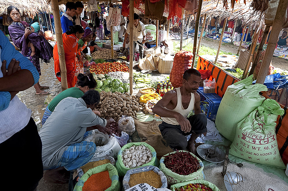 Tizit village weekly local market, Nagaland, India, Asia