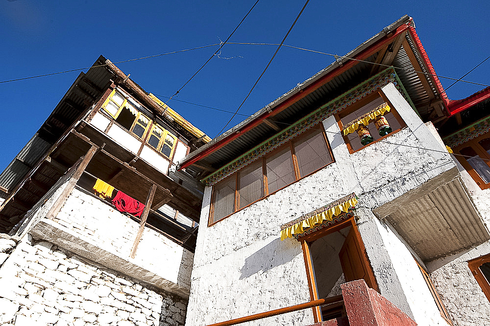 Tawang Buddhist monastery in early morning sunshine, Tawang, Arunachal Pradesh, India, Asia