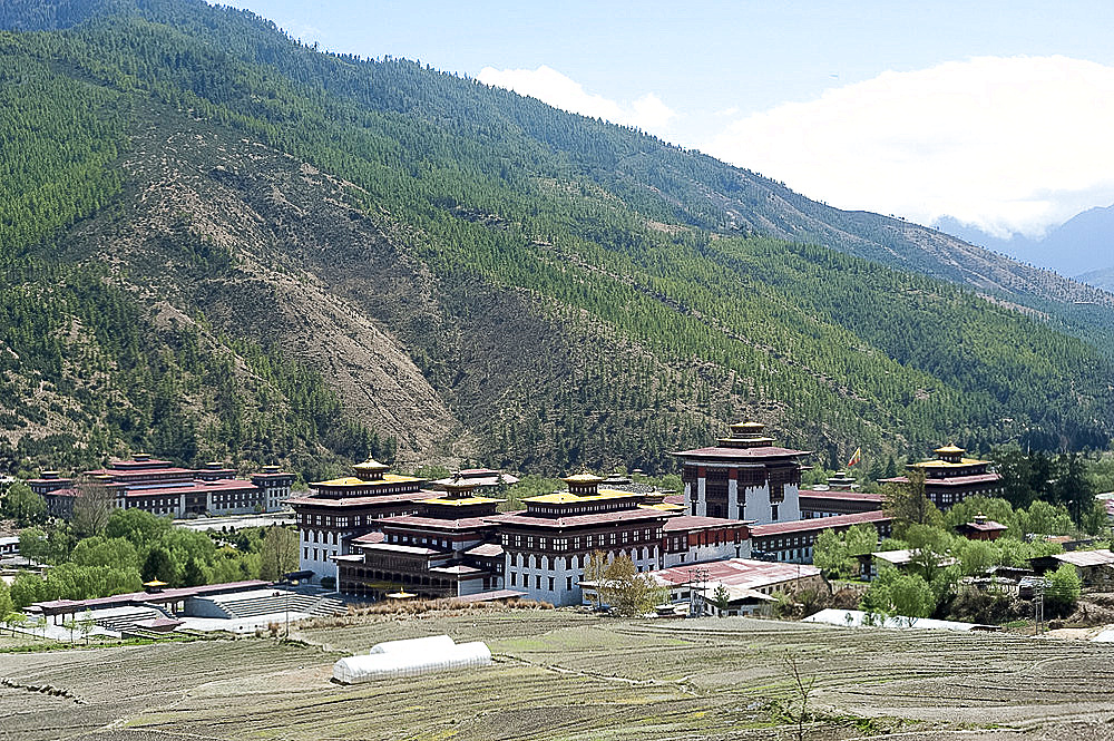 Thimpu dzong (monastery) buildings, Thimpu, Bhutan, Asia