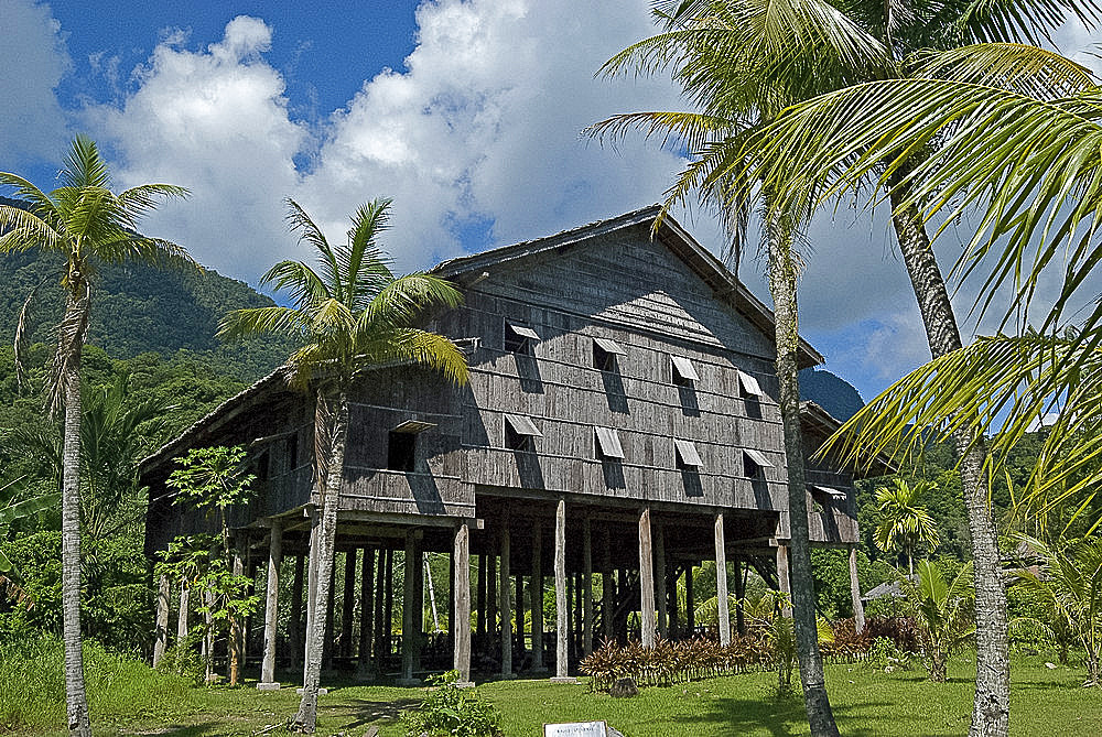 Melanau Tall House, Sarawak Cultural Village, Santubong, Sarawak, Malaysian Borneo, Malaysia, Southeast Asia, Asia