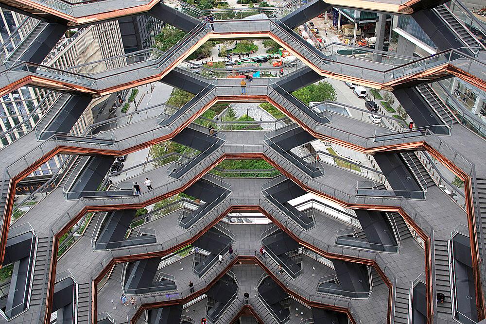 Interior, The Vessel, Staircase, Hudson Yards, Manhattan, New York City, New York, United States of America, North America