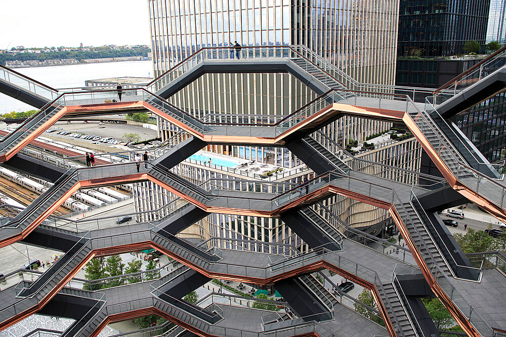 Interior, The Vessel, Staircase, Hudson Yards, Manhattan, New York City, New York, United States of America, North America