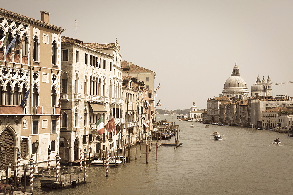 The Grand Canal and the domed Santa Maria Della Salute, Venice, UNESCO World Heritage Site, Veneto, Italy, Europe