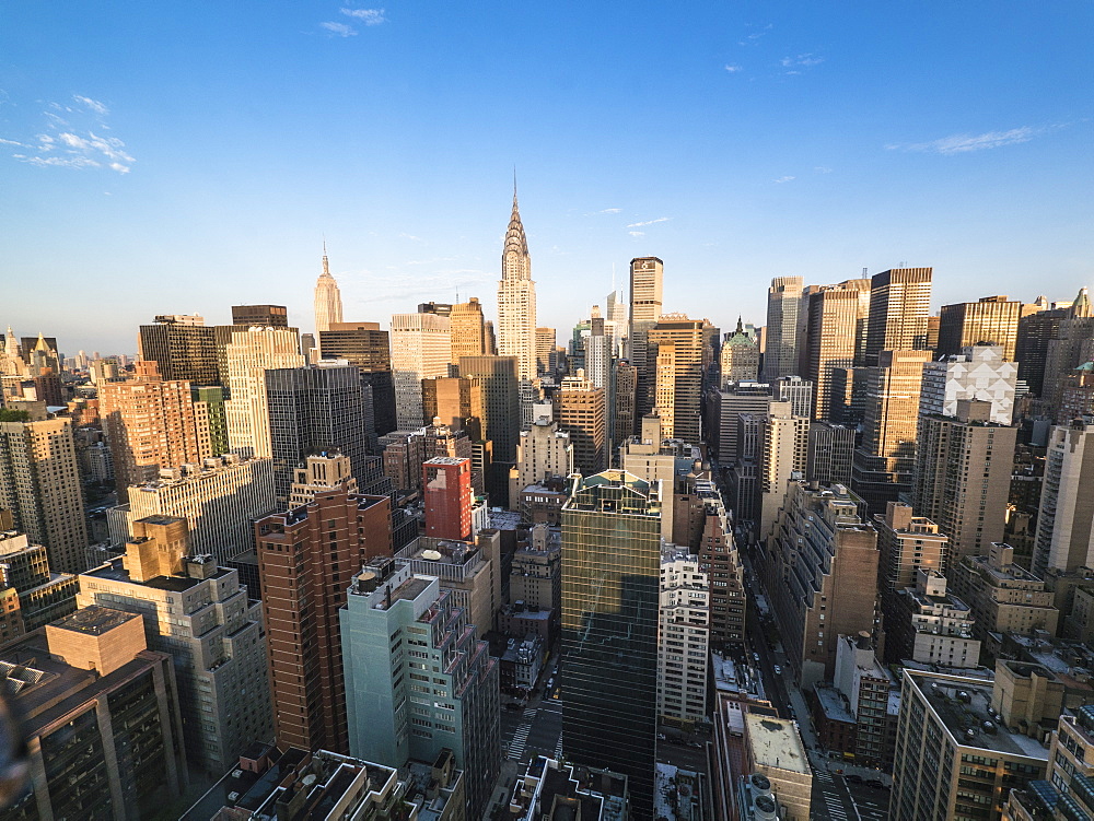 Manhattan skyscrapers including the Empire State Building and Chrysler Building, Manhattan, New York City, New York, United States of America, North America