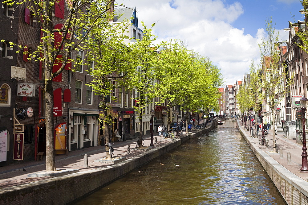 Canal in the Red Light District, Amsterdam, Netherlands, Europe