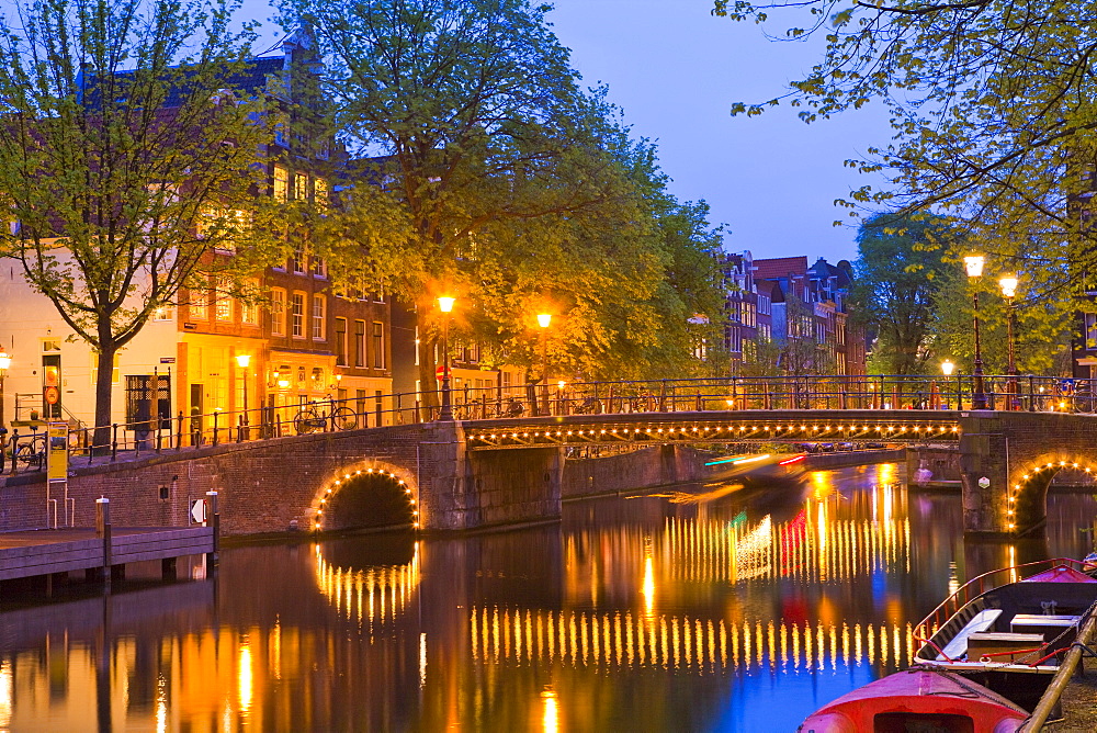 Brouwersgracht at dusk, Amsterdam, Netherlands, Europe