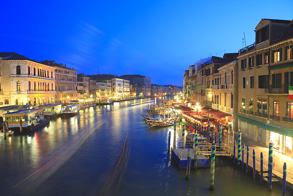 Grand Canal at dusk, Venice, UNESCO World Heritage Site, Veneto, Italy, Europe