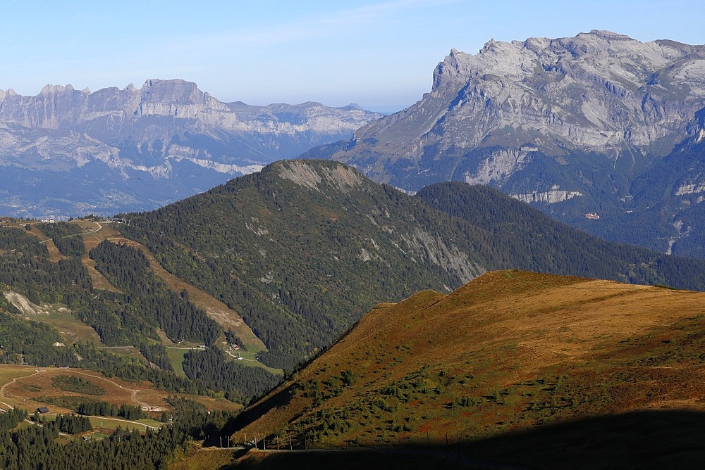 Landscape of the French Alps in summer, Aravis and Fiz mountains, Haute-Savoie, France, Europe