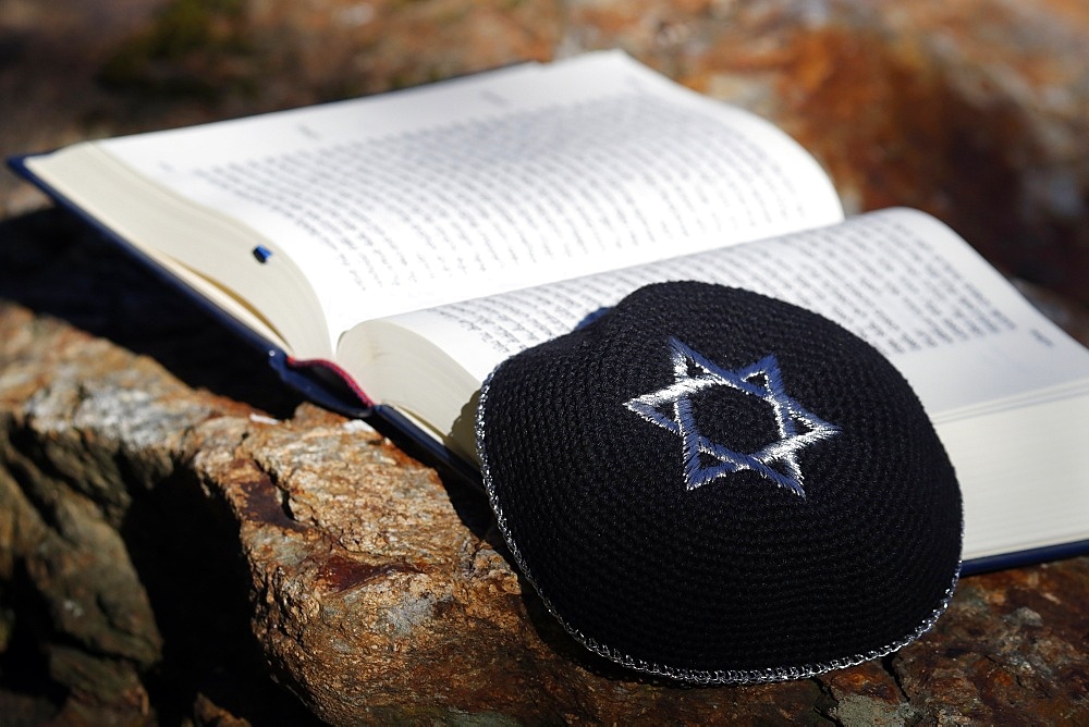 Torah and Kippah, two Jewish symbols, France, Europe