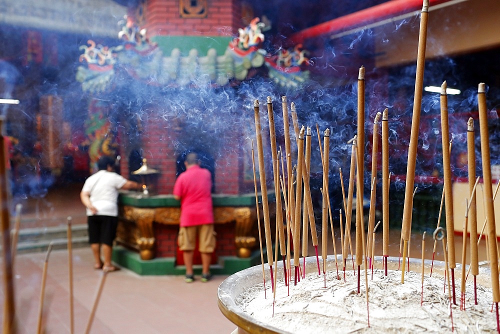 Incense sticks burning, Guan Di Chinese Taoist Temple, Kuala Lumpur, Malaysia, Southeast Asia, Asia