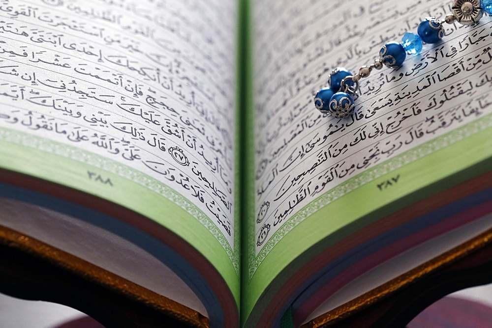 Quran and Tasbih (Muslim prayer beads), France, Europe