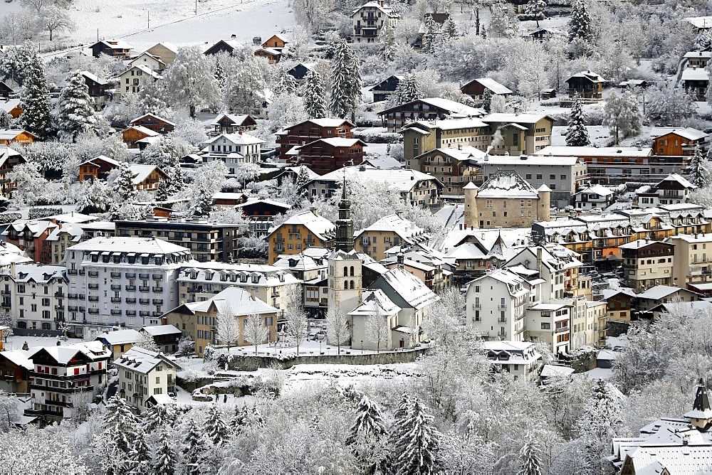 Saint Gervais Mont-Blanc village, a famous ski resort, Saint-Gervais, Haute Savoie, French Alps, France, Europe