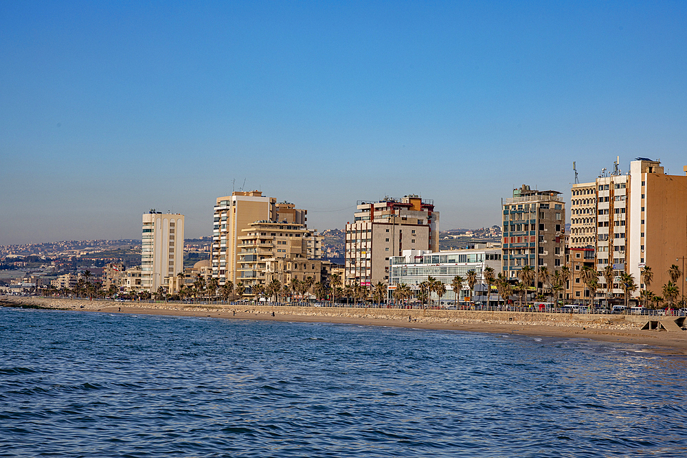 Saida waterfront buildings, Saida, Lebanon, Middle East