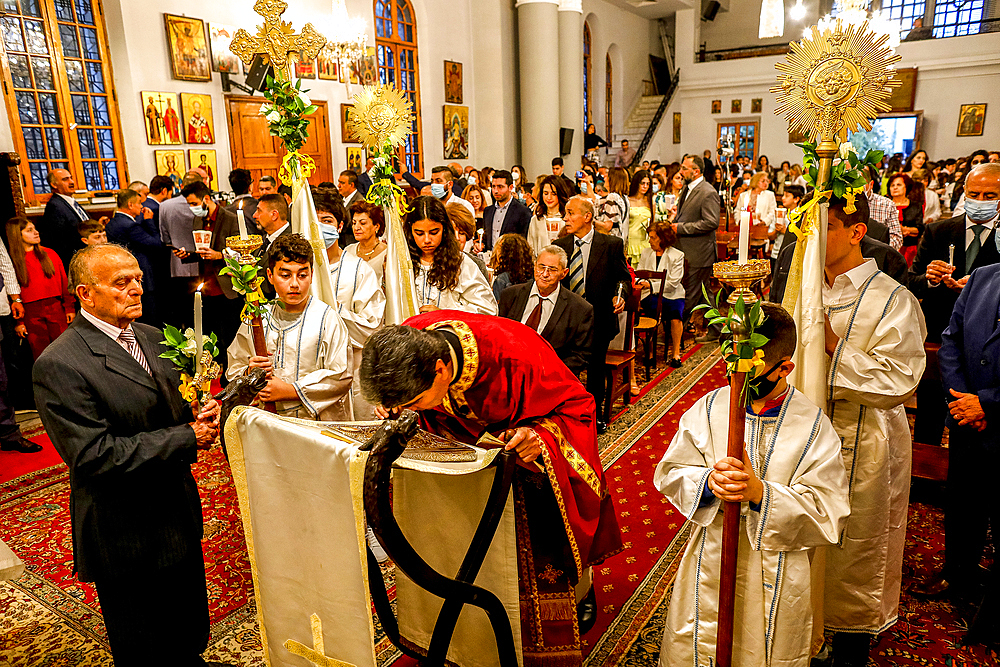 Easter Mass in Wadi El Chahrour El Suflah Orthodox Church, Lebanon, Middle East