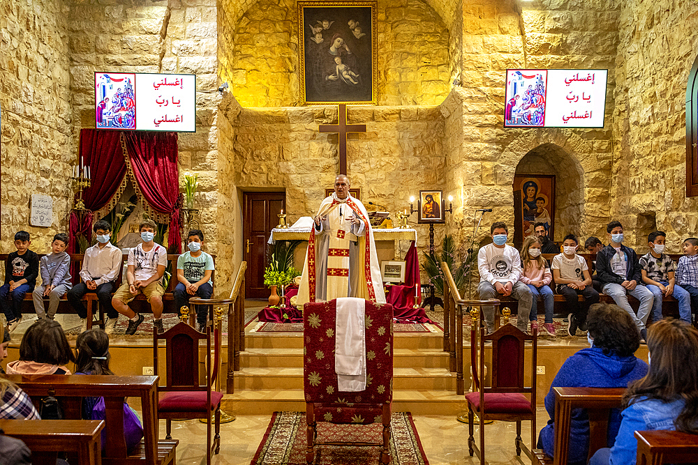 Maundy Thursday celebration in Our Lady Maronite Church, Bdadoun, Lebanon, Middle East