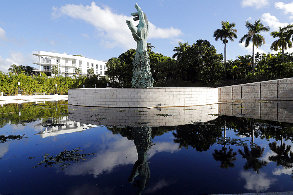 The Sculpture of Love and Anguish, the centerpiece of the Jewish Holocaust Memorial, by Kenneth Treister, Miami Beach, Miami, Florida, United States of America, North America