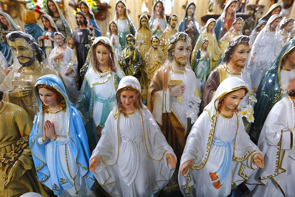 Virgin Mary statues, Religious shop, Christian items and souvenirs, Ho Chi Minh City, Vietnam, Indochina, Southeast Asia, Asia