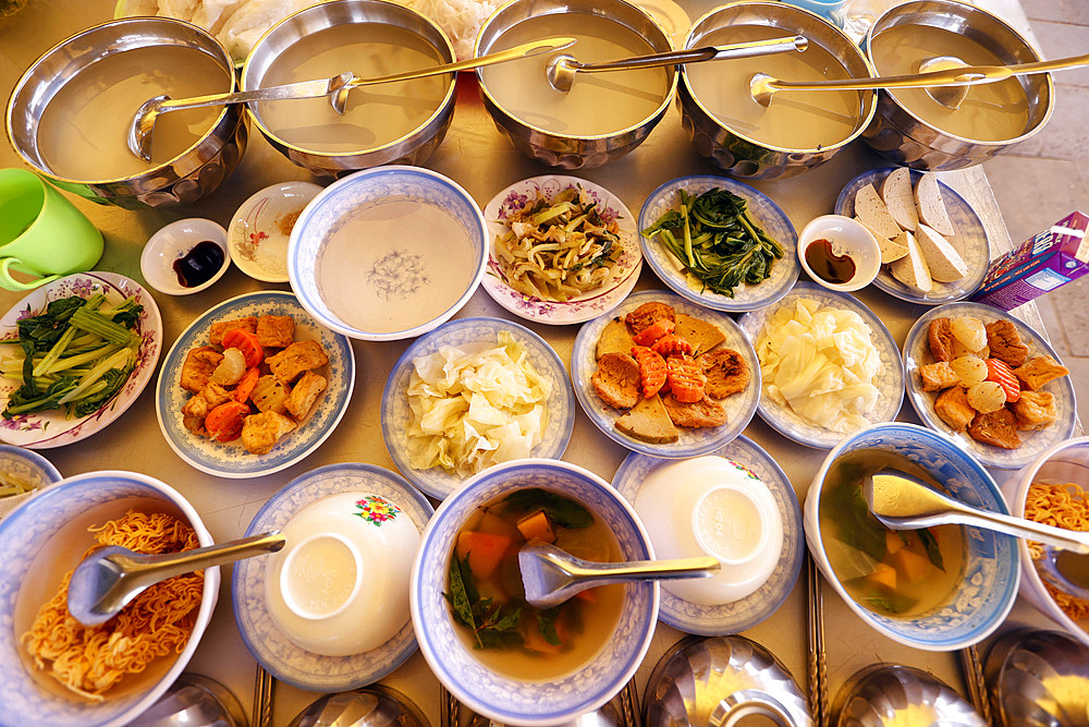 Vegetarian offerings, Buddhist ceremony, Tinh That Quan Am Pagoda, Dalat, Vietnam, Indochina, Southeast Asia, Asia