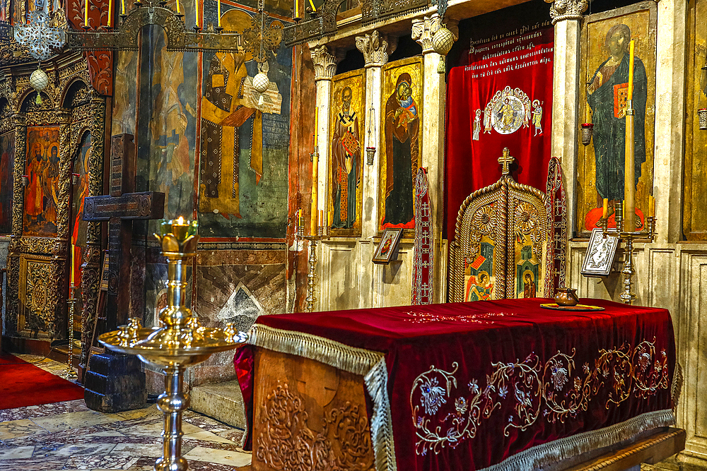 Inside the Visoki Decani Serbian Orthodox Monastery church, UNESCO World Heritage Site, Decan, Kosovo, Europe