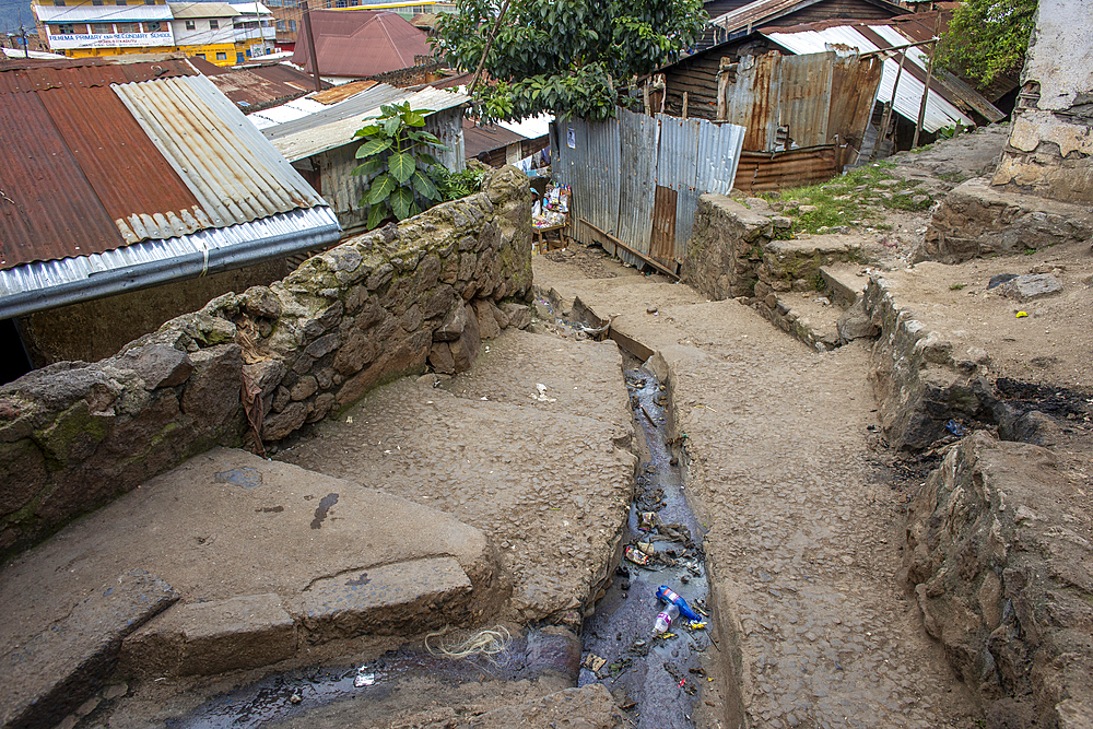 Downward street in Bukavu, Democratic Republic of the Congo, Africa