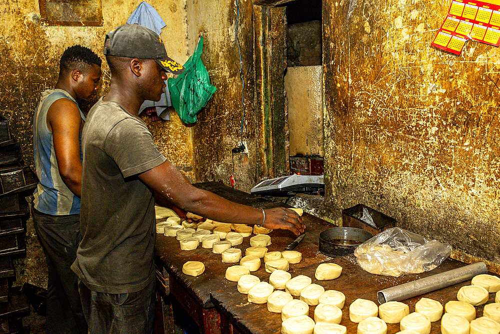 Bakery workers in Bukavu, Democratic Republic of the Congo, Africa