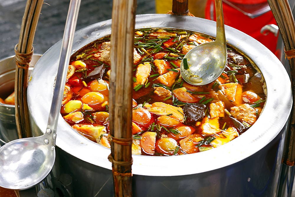 Traditional vietnamese crab soup for sale at market. Ho Chi Minh City. Vietnam.