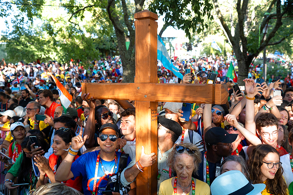 World Youth Day 2023. Pope Francis welcoming mass at Tagus Park. Lisbon. Portugal.