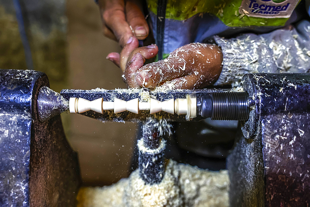 Craftsman at work in a workshop in Marrakesh, Morocco