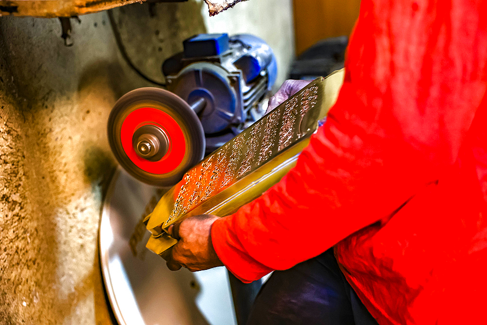 Craftsman at work in a workshop in Marrakesh, Morocco