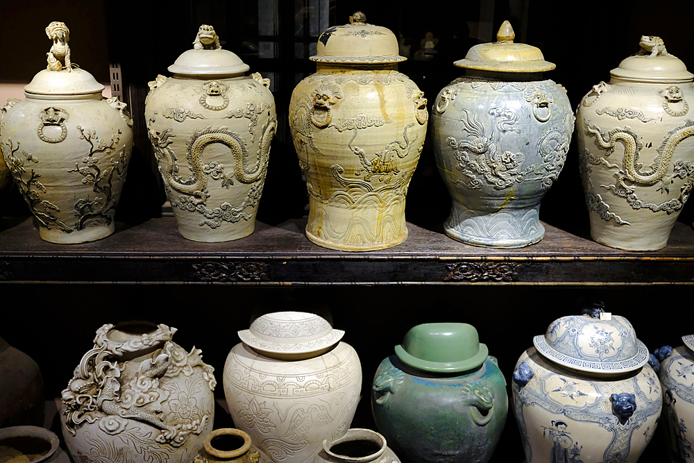 Fito Museum or museum of Vietnamese Traditionnal Medicine. Pottery container for medicinal liquor. Ho Chi Minh City. Vietnam.