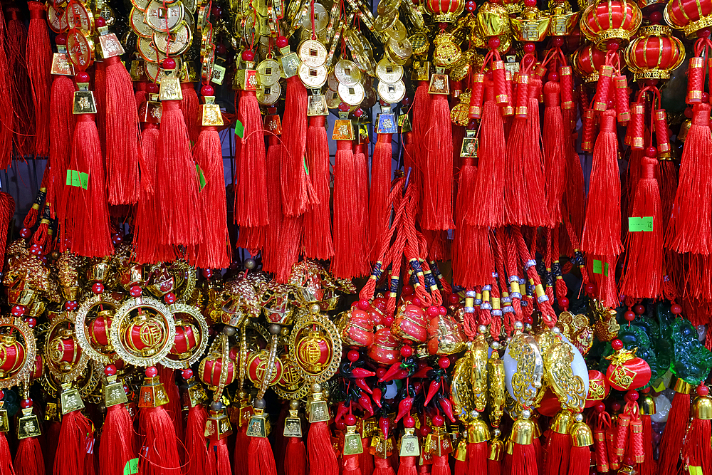 Decorations for the vietnamese and chinese new year at a shop in Cholon, the chinese district.