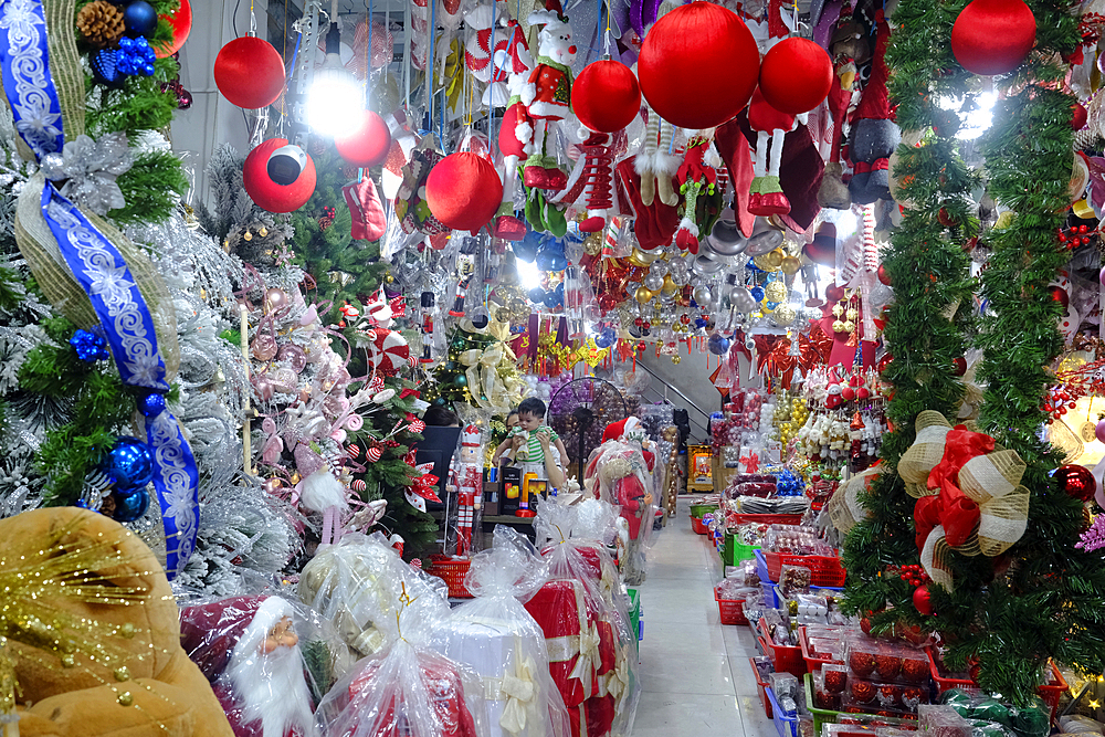 Decoration at christmas market. Christmas celebration.