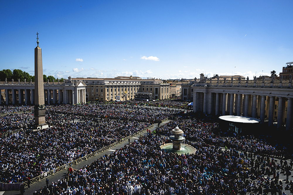 Funeral ceremony of the late Pope Francis at St. Peter's Square in the Vatican on April 26, 2025.