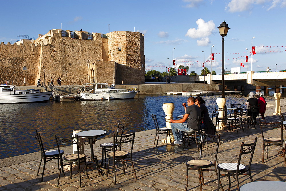 Old port canal and kasbah wall, Bizerte, Tunisia, North Africa, Africa