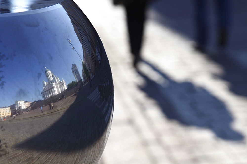 Reflection of Lutheran Cathedral, Senate Square, Helsinki, Finland, Scandinavia, Europe